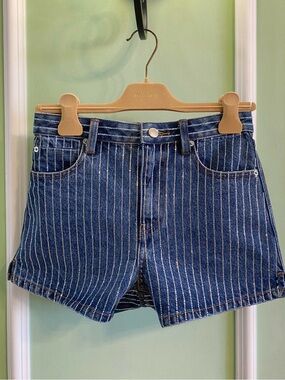 🚩steal Alexander Wang Blue Pinstripe Denim Shorts